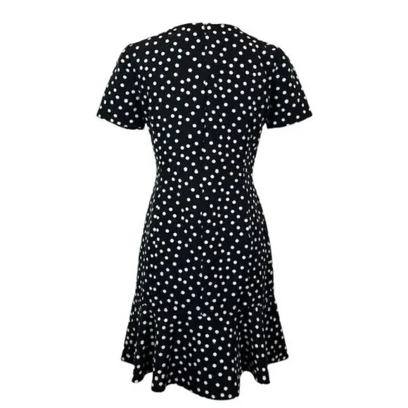 Slate & Willow Black Polka Dot Dress Poly Spandex Women's Ruffle Bottom Size 6 - Picture 5 of 11